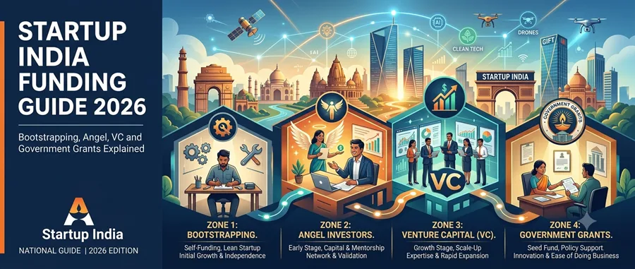 Startup India Funding Guide 2026 — Bootstrapping, Angel, VC and Government Grants Explained